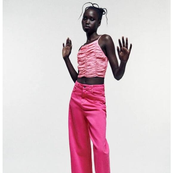 Zara draped pink crop‎ top medium - Picture 1 of 8